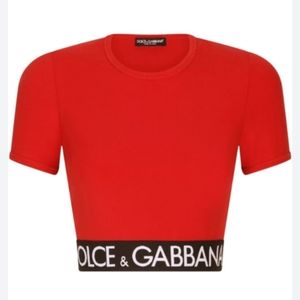 DOLCE GABBANA red logo tape top